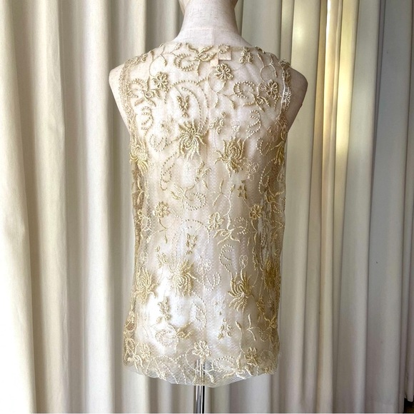 Anthropologie | “Magnolia” Tulle Shell Sheer Beaded Blouse | Small - Picture 10 of 11